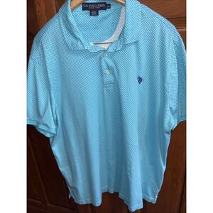 US Polo Assn. XXL 2x Golf Polo Shirt Teal White Short Sleeve Purple Tag